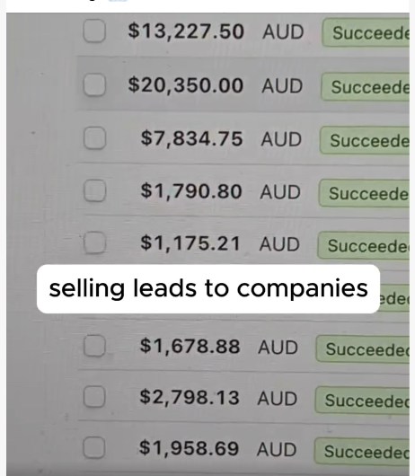 Lead buyer transactions screenshot